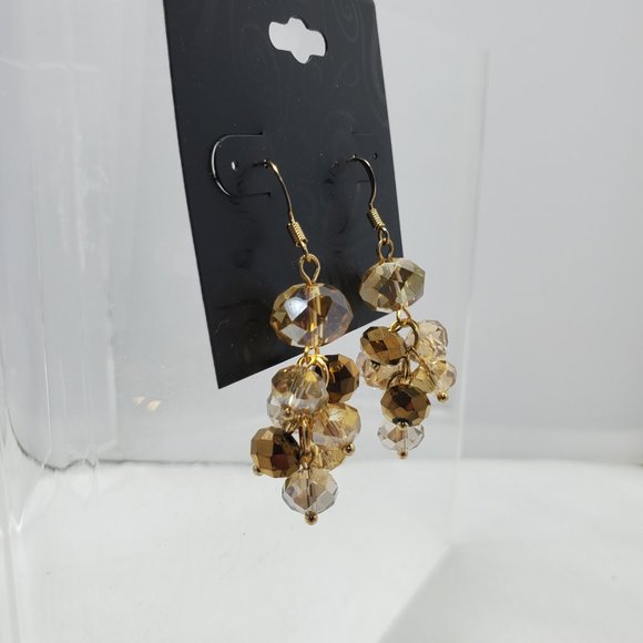 topaz cluster beaded gold fish hook earring - Picture 5 of 5